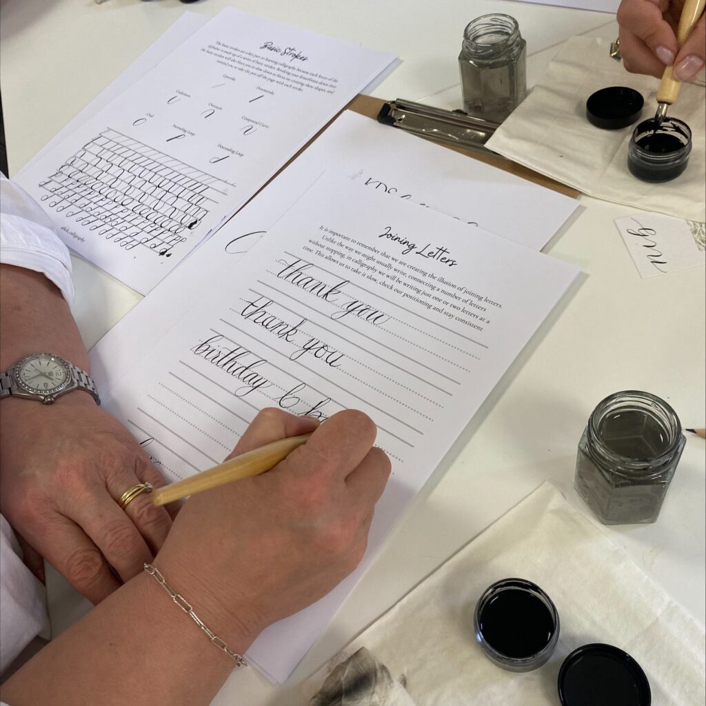 Pointed pen and ink calligraphy workshop with Kayleigh at Zantium