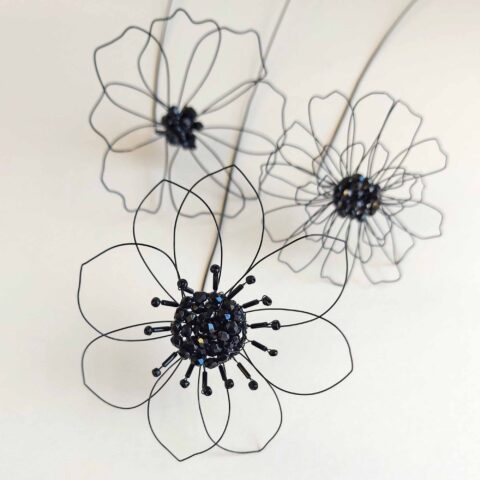 Black wire flowers with Judith Brown at Zantium Studios Derbyshire