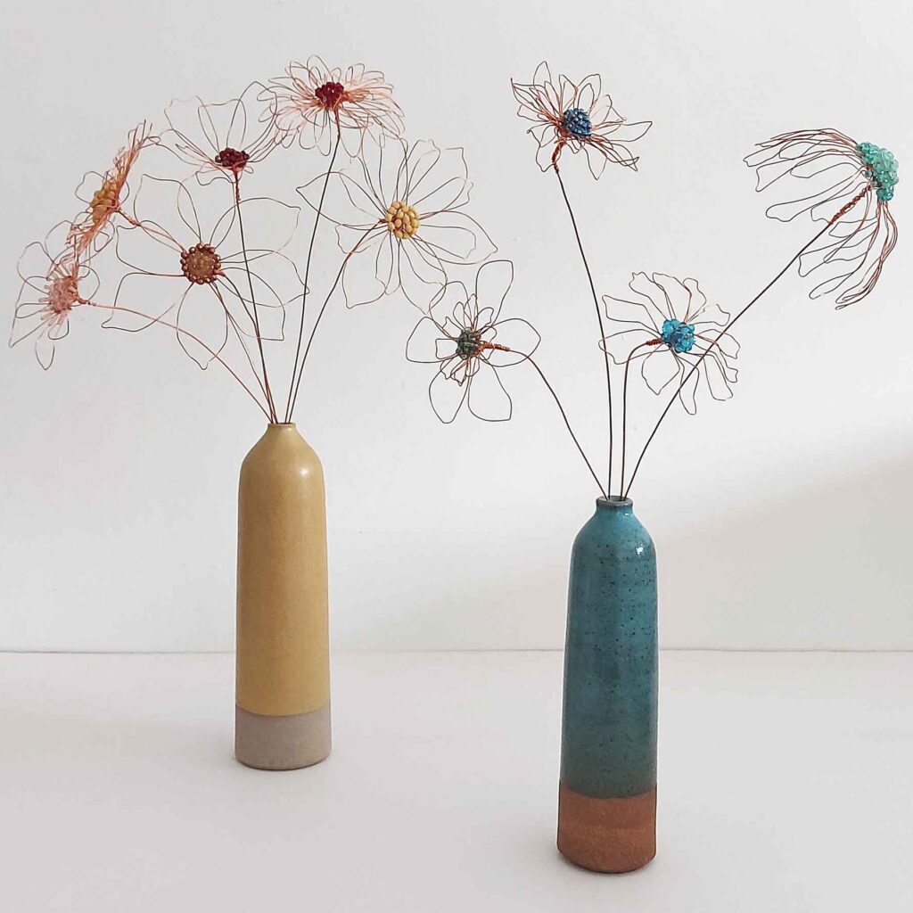 Beaded wire flowers course at Zantium Studios with Judith Brown